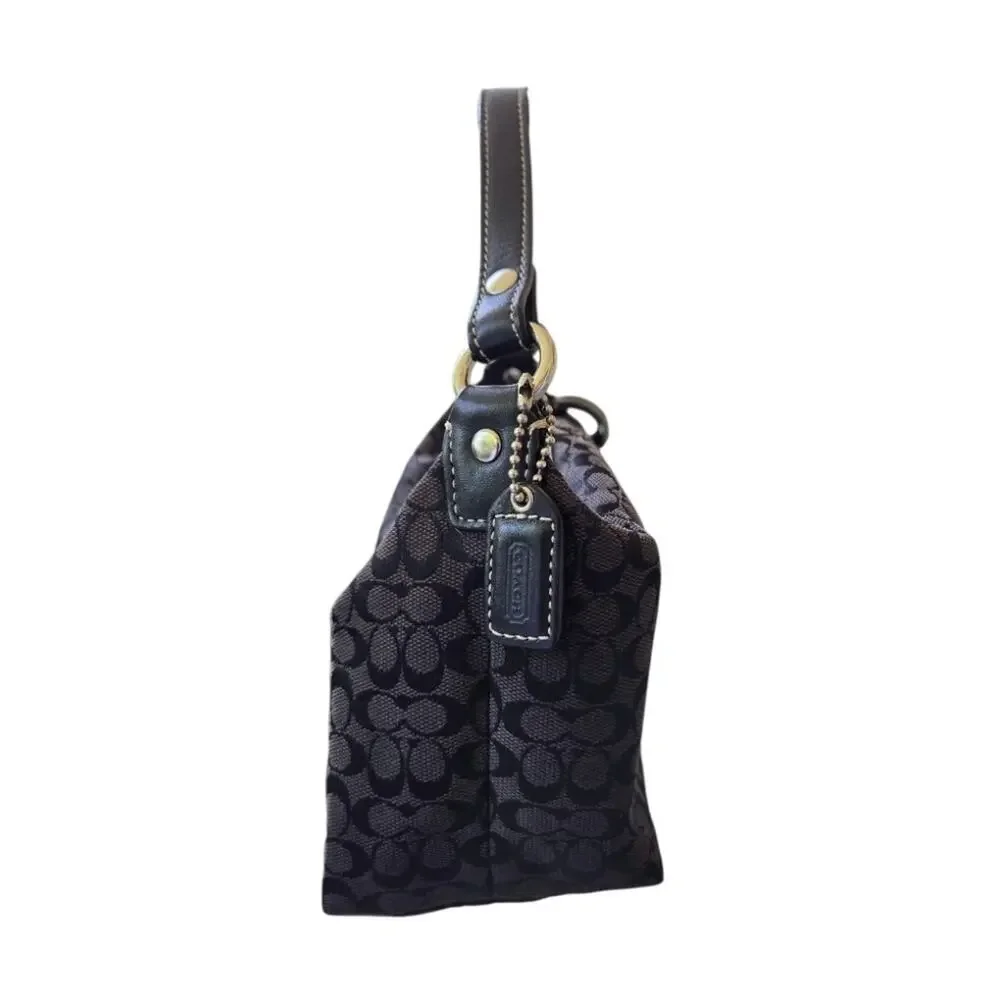 VTG Coach Signature Monogram Jacquard Canvas Mini Pouch Purse Y2K Zip Bag 8x5x3